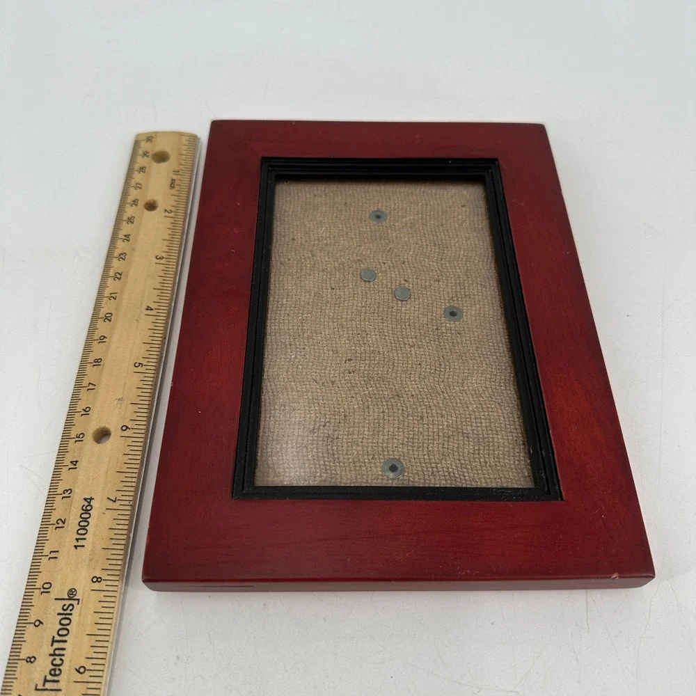 Cherry Red Wood Picture Frame Black Inner Border Tabletop Wall Mount 5x7